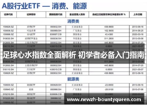 足球心水指数全面解析 初学者必备入门指南 足球心水指数全面解析 初学者必备入门指南